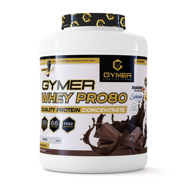 Proteína Whey GYMER Pro80 2kg Chocolate Avellana