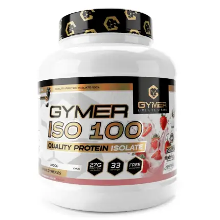                     Aislado de Proteína de Suero GYMER ISO 100 1kg Fresa-Yogurt
                 