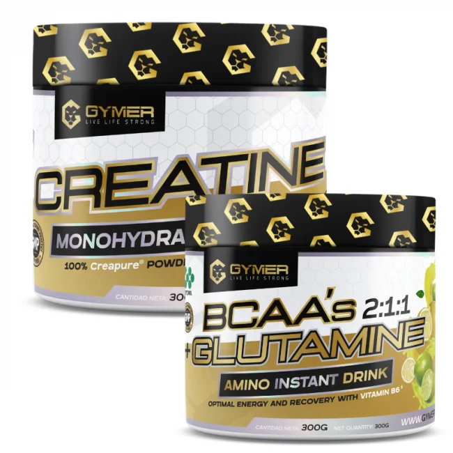 Aminoácidos BCAA + Glutamina 300 gr Lima Limón + Regalo Creatina Creapure 300 gr